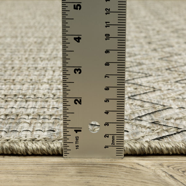 Oriental Weavers Tortuga Indoor/Outdoor Area Rug - Stylish Multi-level Design, Easy-care, Textured Woven Look Beige,Black Polypropylene Ttr09a240305st