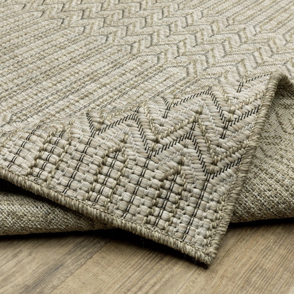 Oriental Weavers Tortuga Indoor/Outdoor Area Rug - Stylish Multi-level Design, Easy-care, Textured Woven Look Beige,Black Polypropylene Ttr09a240305st