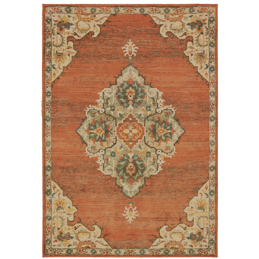 Oriental Weavers Toscana Bohemian Vintage-inspired Indoor Area Rug - Charming Neo-traditional Design For Any Space Orange,Grey Nylon T9568b160230st