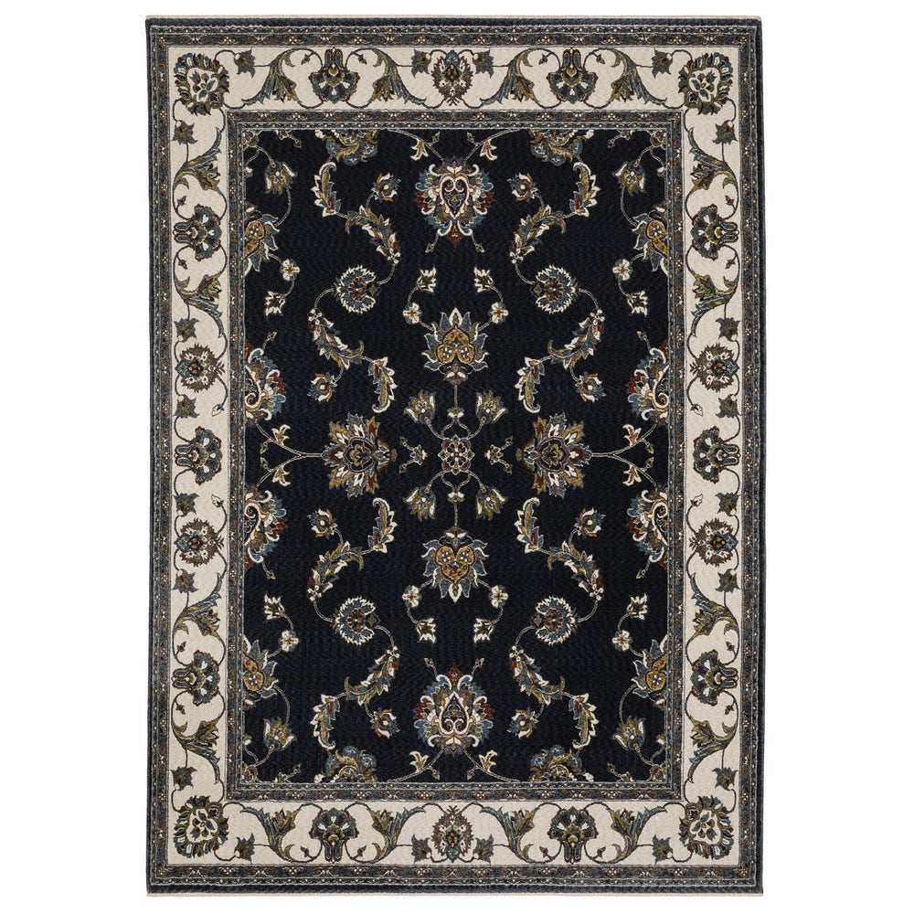 Oriental Weavers Vivian Indoor Area Rug - Luxurious Soft Microfiber, Elegant Traditional Design For Home Decor Navy,Ivory Polyester Vvi01b160235st