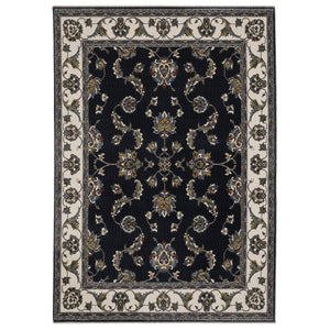 Oriental Weavers Vivian Indoor Area Rug - Luxurious Soft Microfiber, Elegant Traditional Design For Home Decor Navy,Ivory Polyester Vvi01b160235st