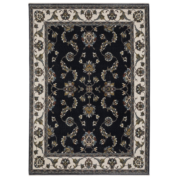 Oriental Weavers Vivian Indoor Area Rug - Luxurious Soft Microfiber, Elegant Traditional Design For Home Decor Navy,Ivory Polyester Vvi01b160235st
