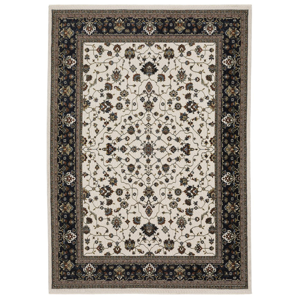 Oriental Weavers Vivian Area Rug – Luxurious Power-loomed Design With Soft Microfiber And Rich Traditional Colors Ivory,Navy Polyester Vvi02b160235st