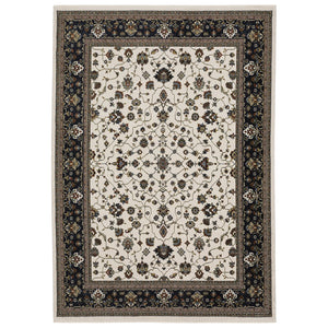 Oriental Weavers Vivian Area Rug – Luxurious Power-loomed Design With Soft Microfiber And Rich Traditional Colors Ivory,Navy Polyester Vvi02b160235st
