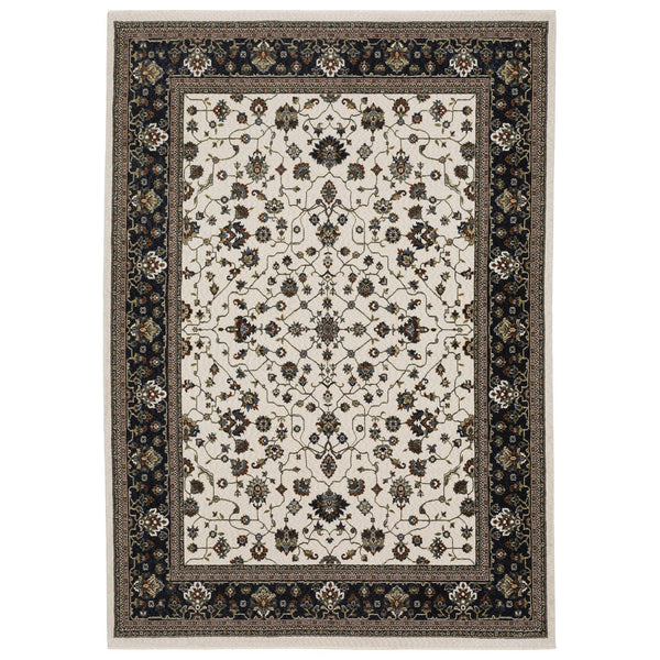 Oriental Weavers Vivian Area Rug – Luxurious Power-loomed Design With Soft Microfiber And Rich Traditional Colors Ivory,Navy Polyester Vvi02b160235st
