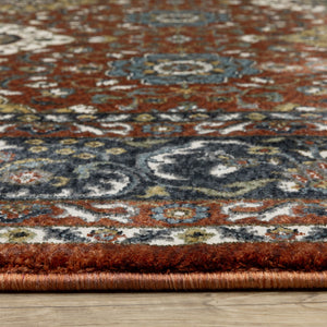 Oriental Weavers Vivian Indoor Area Rug - Luxurious Soft Microfiber With Elegant Traditional Persian Design & Colors Red,Navy Polyester Vvi04b240340st