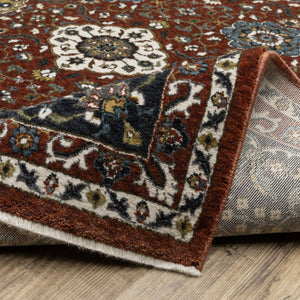 Oriental Weavers Vivian Indoor Area Rug - Luxurious Soft Microfiber With Elegant Traditional Persian Design & Colors Red,Navy Polyester Vvi04b240340st