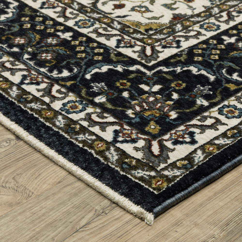 Oriental Weavers Vivian Indoor Area Rug - Luxuriously Soft Persian Design In Rich Colors For Elegant Home Decor Ivory,Navy Polyester Vvi04d240340st