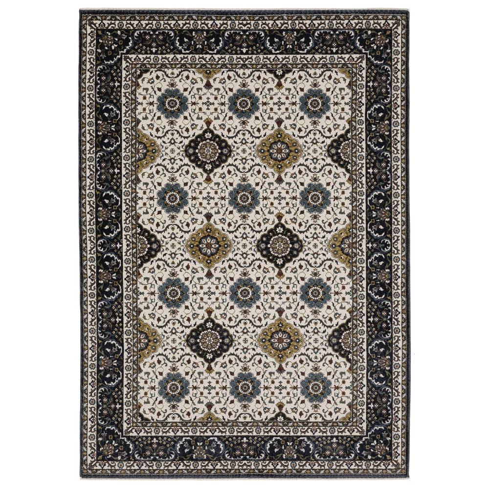 Oriental Weavers Vivian Indoor Area Rug - Luxuriously Soft Persian Design In Rich Colors For Elegant Home Decor Ivory,Navy Polyester Vvi04d240340st