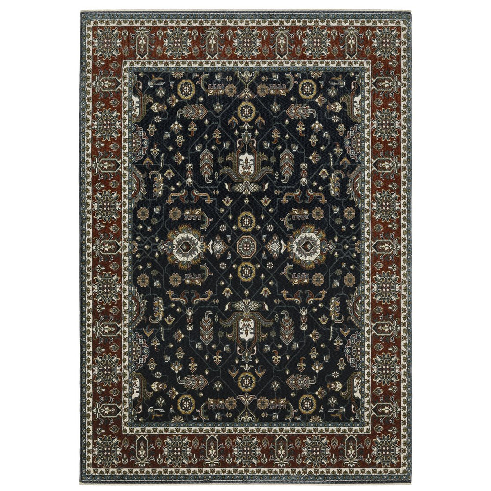 Oriental Weavers Vivian Indoor Area Rug - Luxurious Softness And Timeless Persian Design In Elegant Color Palette Navy,Rust Polyester Vvi05a160235st