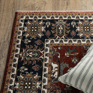 Oriental Weavers Vivian Indoor Area Rug - Elegant Traditional Design In Rich Colors, Soft Microfiber Polyester Comfort Red,Navy Polyester Vvi05x300394st