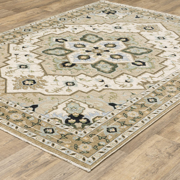 Oriental Weavers Westwood Vintage Botanical Polyester Area Rug Soft Distressed Pile for Living Room Accent Beige/ Blue 9'10"x12'10" WWES01300394ST