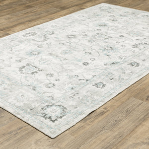Oriental Weavers Windham Vintage Traditional Indoor Area Rug - Luxurious Hand-loomed Wool & Viscose Design Ivory,Teal Blue Viscose Wwin04305427st