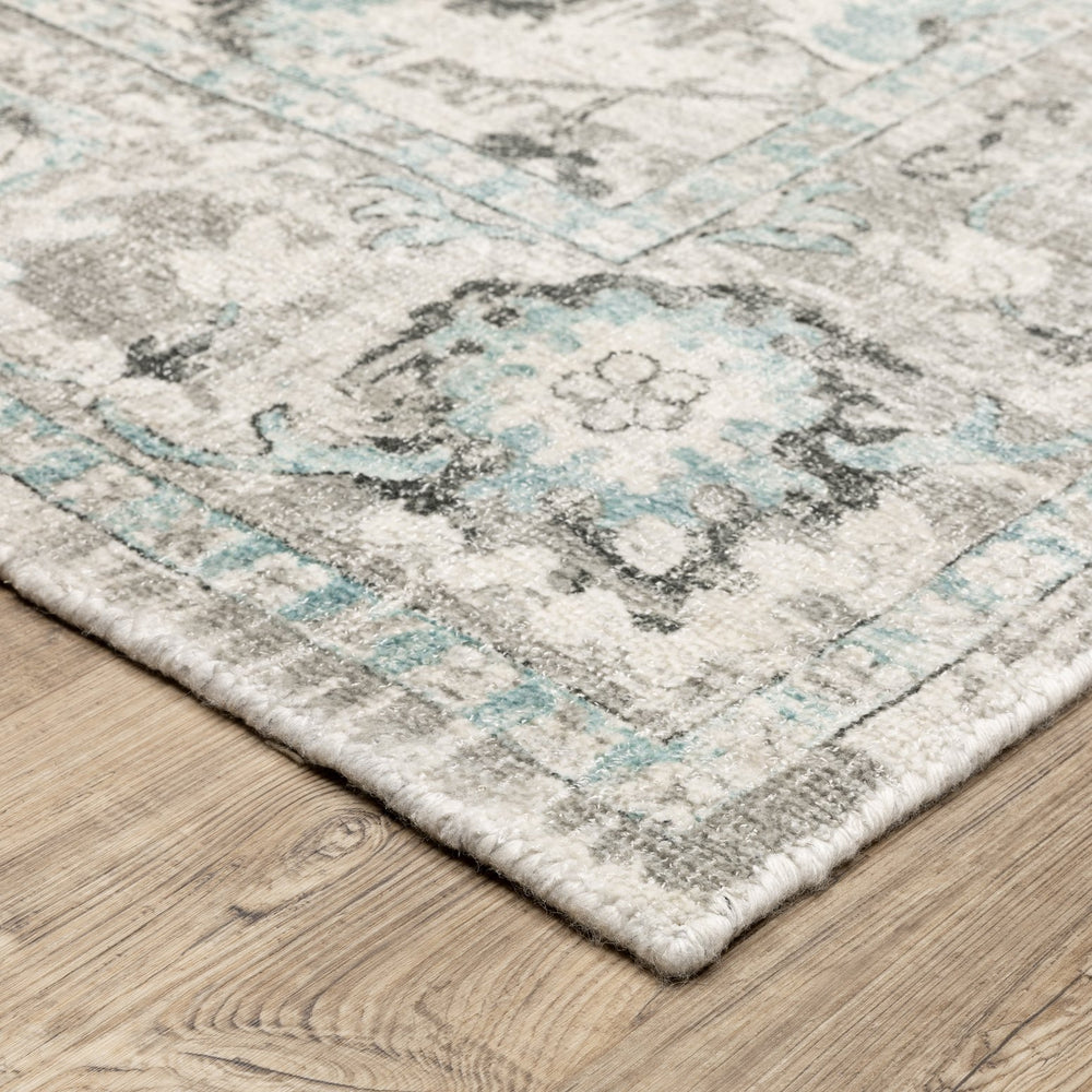 Oriental Weavers Windham Vintage Traditional Indoor Area Rug - Luxurious Hand-loomed Wool & Viscose Design Ivory,Teal Blue Viscose Wwin04305427st