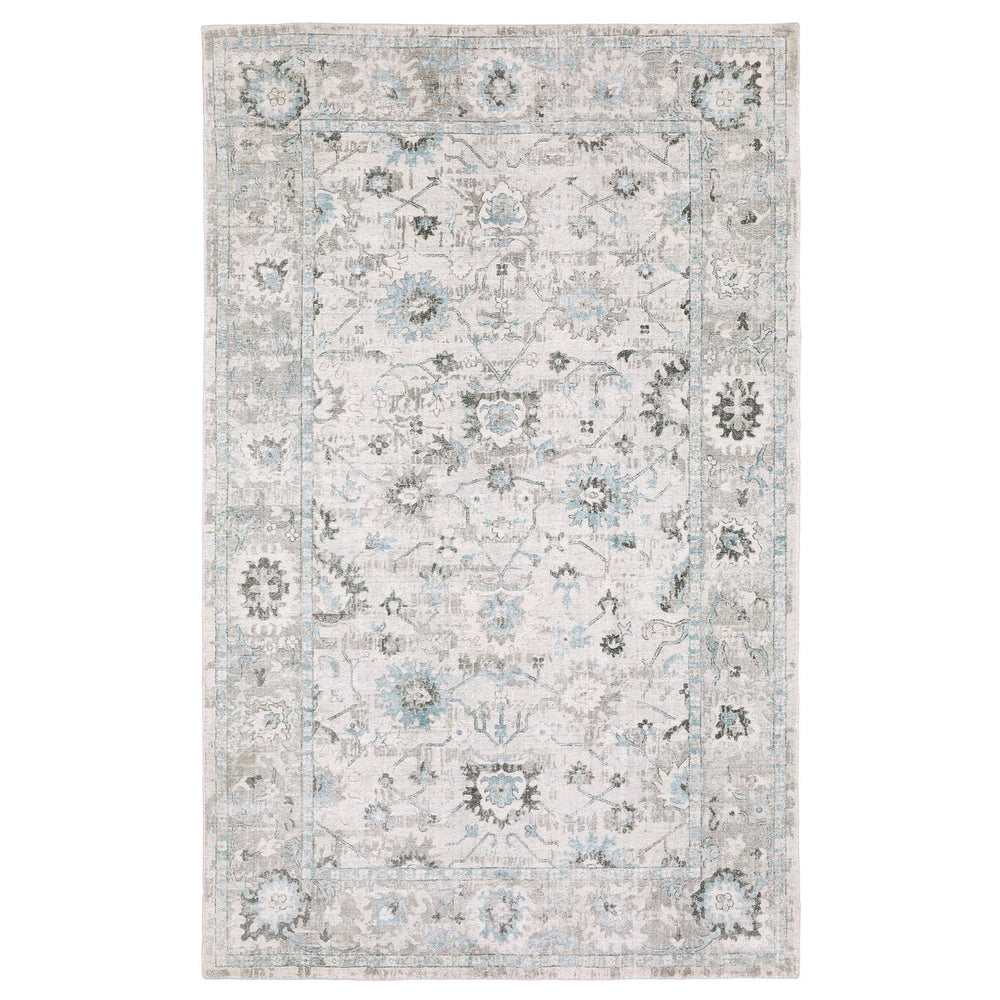 Oriental Weavers Windham Vintage Traditional Indoor Area Rug - Luxurious Hand-loomed Wool & Viscose Design Ivory,Teal Blue Viscose Wwin04305427st