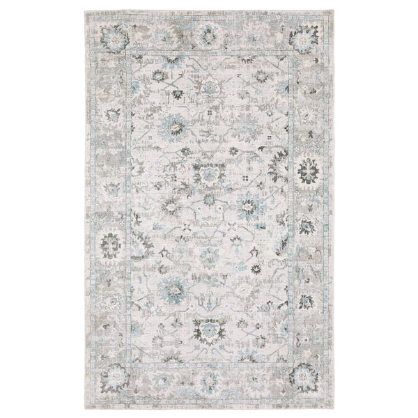 Oriental Weavers Windham Vintage Traditional Indoor Area Rug - Luxurious Hand-loomed Wool & Viscose Design Ivory,Teal Blue Viscose Wwin04305427st
