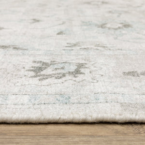 Oriental Weavers Windham Vintage Traditional Indoor Area Rug - Luxurious Hand-loomed Wool & Viscose Design Ivory,Teal Blue Viscose Wwin04305427st