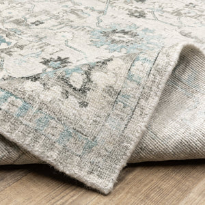 Oriental Weavers Windham Vintage Traditional Indoor Area Rug - Luxurious Hand-loomed Wool & Viscose Design Ivory,Teal Blue Viscose Wwin04305427st