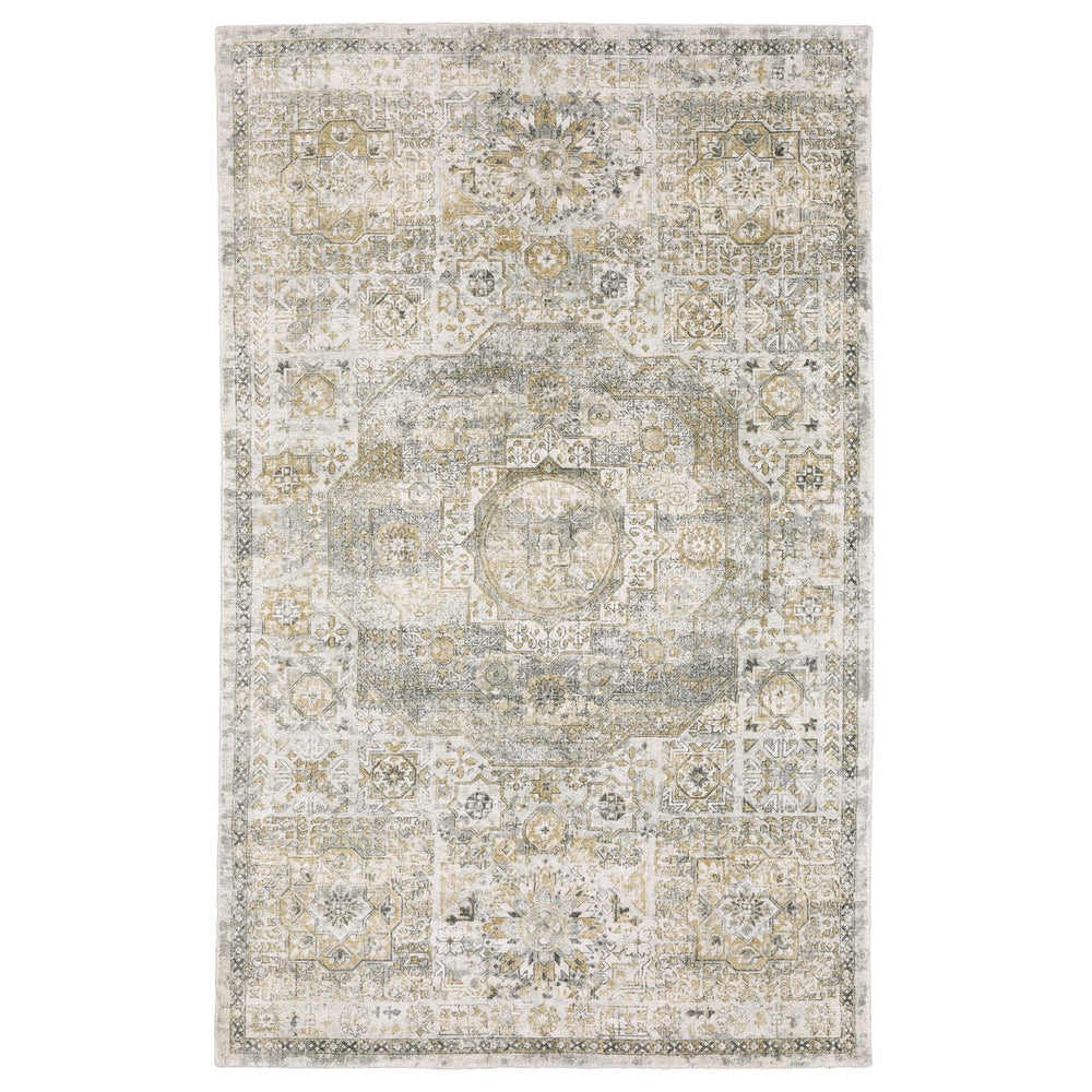 Oriental Weavers Windham Vintage Traditional Indoor Area Rug - Luxurious Hand-loomed Wool & Viscose For Timeless Appeal Grey,Gold Viscose Wwin05076305st