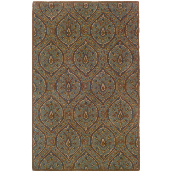 Oriental Weavers Windsor 23108 Blue/Ivory Hand-tufted Indoor Area Rug – Luxurious 9'6" X 13'6" Transitional Design Blue,Ivory Wool W23108312443st