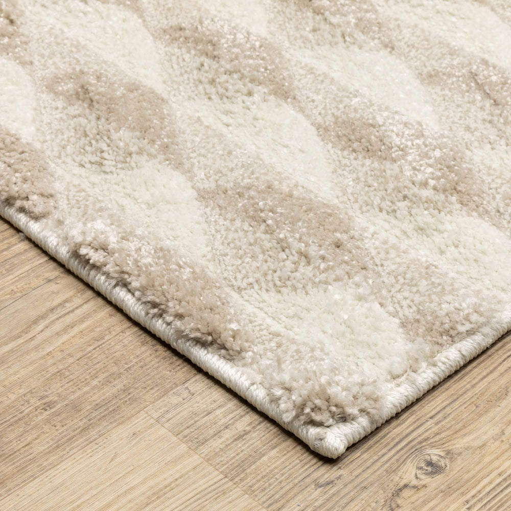 Oriental Weavers Wonder Geometric High Pile Polypropylene Runner Rug Plush Carved Ivory Shag WWON03056230ST