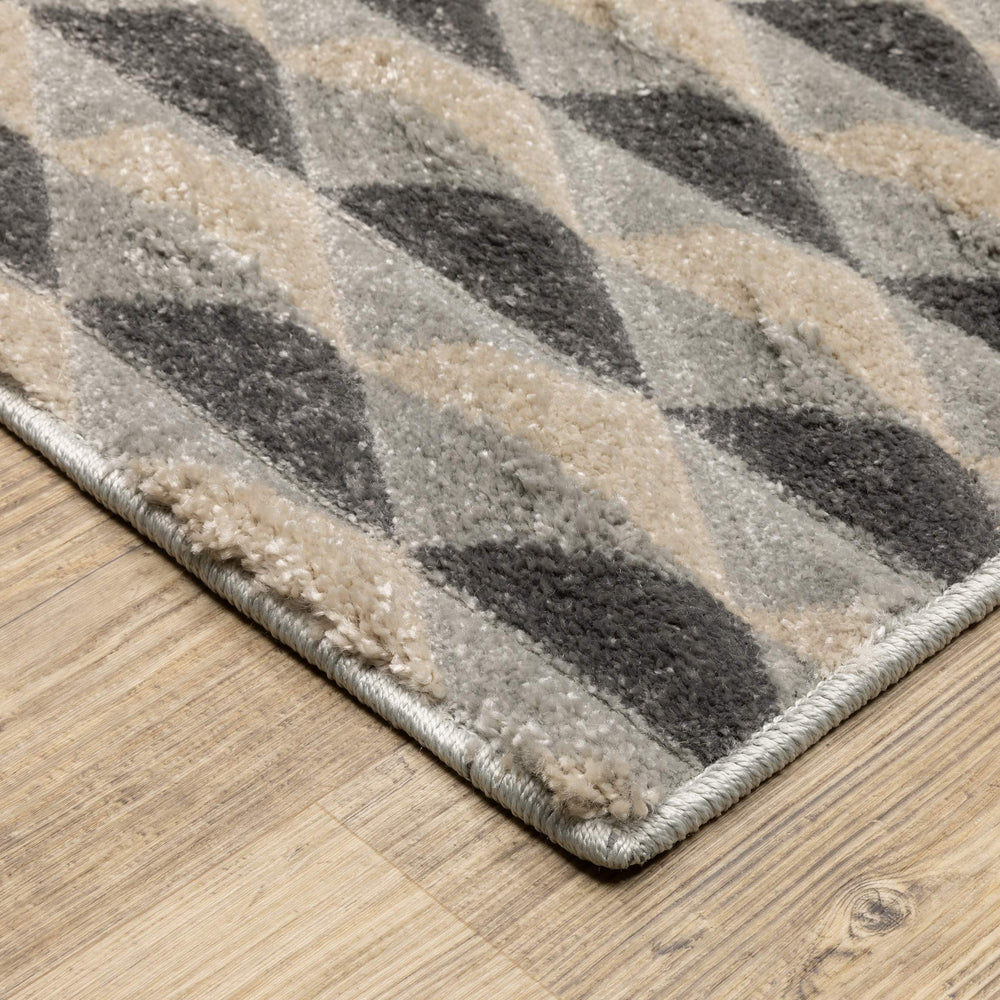 Oriental Weavers Wonder Geometric Diamond Grid Shag Runner Carved Polypropylene Rug for Modern Rooms WWON04056230ST