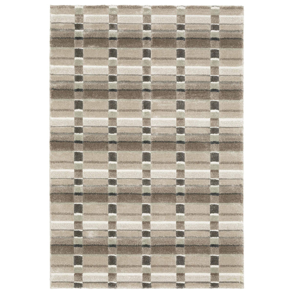 Oriental Weavers Wonder Geometric Plaid High Pile Polypropylene Area Rug Soft Accent for Living Spaces 3'3" x 5' WWON06100152ST