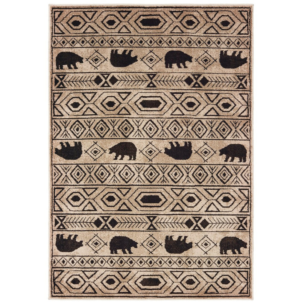 Oriental Weavers Woodlands Indoor Area Rug - Charming Lodge Motifs In Rich Colors For Cozy Rustic Decor Solutions Ivory,Black Polypropylene W9651a058091st