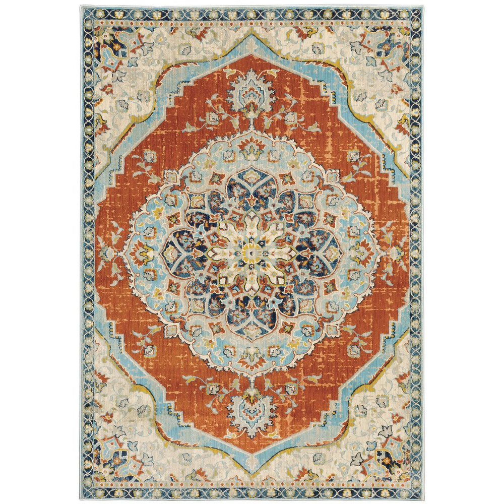 Oriental Weavers Xanadu Indoor Area Rug - Vibrant Pastel Colors With Eclectic Patterns For Modern Home Decor Style Orange,Blue Polypropylene X1332q200290st