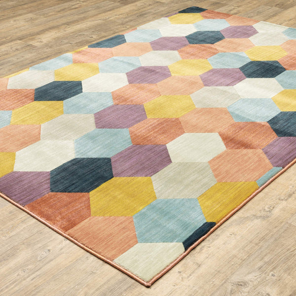 Oriental Weavers Xanadu Eclectic Geometric Polypropylene Indoor Area Rug Vibrant Pastel Tones X093W6300390ST