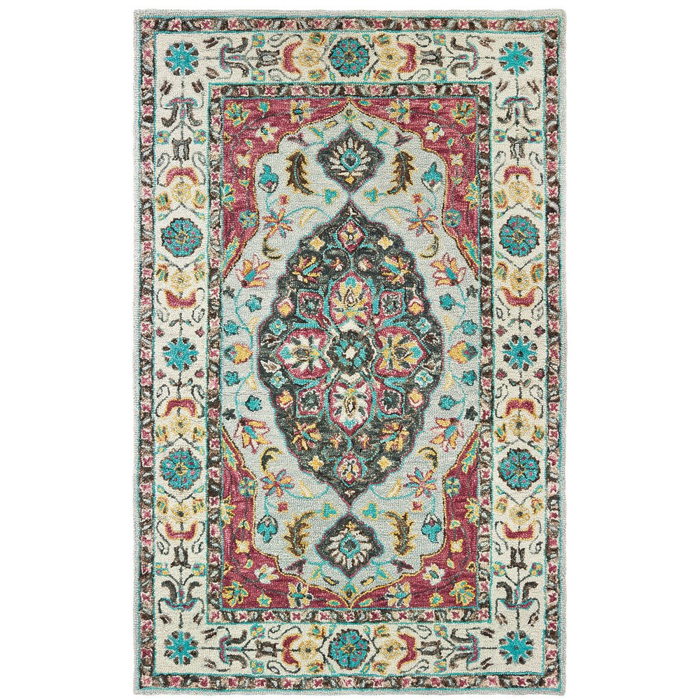Oriental Weavers Zahra Hand-tufted 100% Wool Indoor Area Rug - Cozy, Boho Traditional Design With Vibrant Accents Grey,Pink Wool Z75504076243st