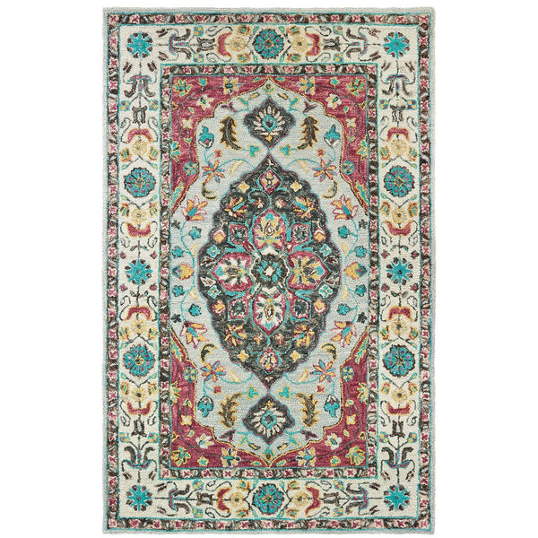 Oriental Weavers Zahra Hand-tufted 100% Wool Indoor Area Rug - Cozy, Boho Traditional Design With Vibrant Accents Grey,Pink Wool Z75504106167st