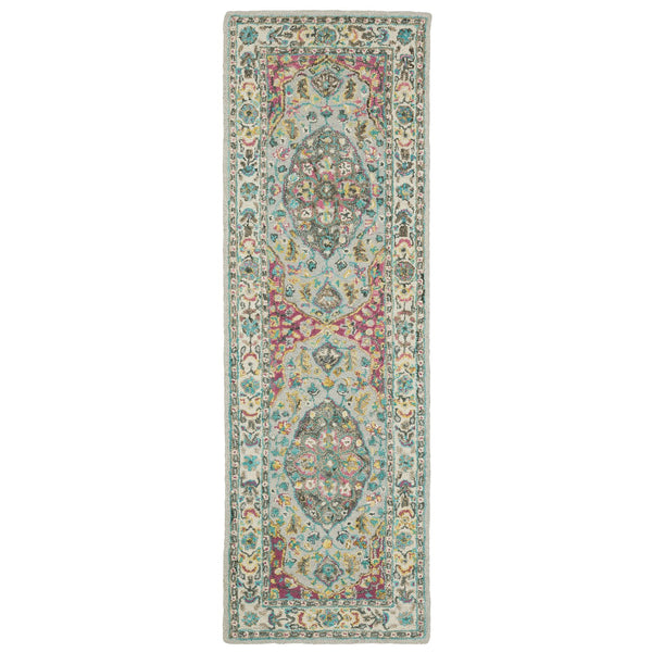 Oriental Weavers Zahra Hand-tufted 100% Wool Indoor Area Rug - Cozy, Boho Traditional Design With Vibrant Accents Grey,Pink Wool Z75504076243st