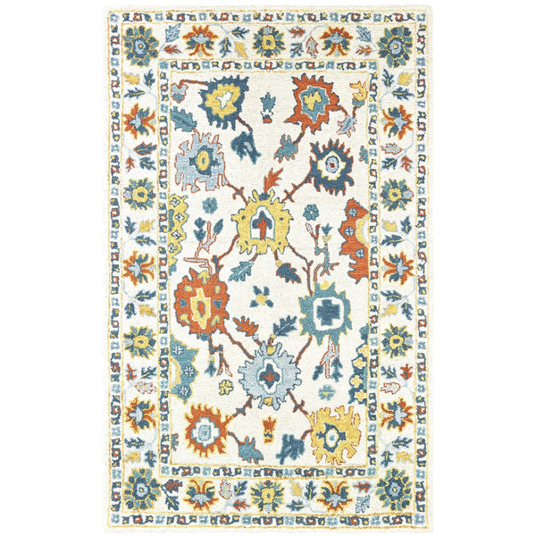 Oriental Weavers Zahra Hand-tufted Wool Area Rug - Boho Traditional Design With Cozy Warmth And Colorful Accents Ivory,Gold Wool Z75507152244st