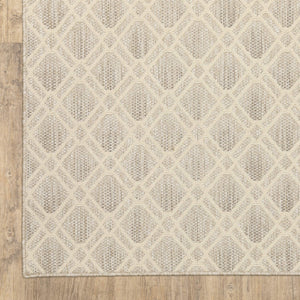 Oriental Weavers Zarina Diamond Trellis Polypropylene Indoor Outdoor Rug Stain Resistant Neutral Tones Patio 3'3" x 5' ZZAR01100152ST
