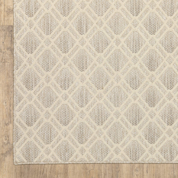 Oriental Weavers Zarina Diamond Trellis Polypropylene Indoor Outdoor Runner Rug Neutral Earthy Tones ZZAR01056230ST