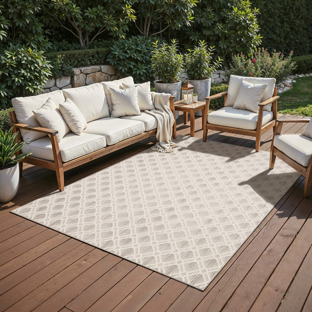 Oriental Weavers Zarina Diamond Trellis Polypropylene Indoor Outdoor Runner Rug Neutral Earthy Tones ZZAR01056230ST