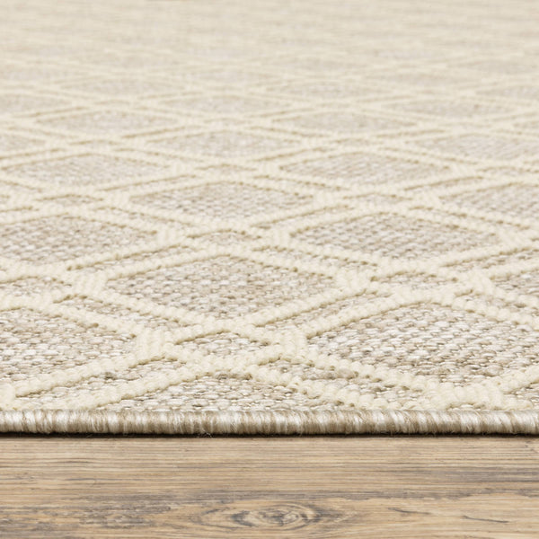 Oriental Weavers Zarina Diamond Trellis Polypropylene Indoor Outdoor Runner Rug Neutral Earthy Tones ZZAR01056230ST