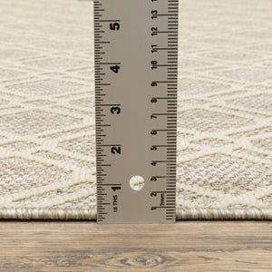 Oriental Weavers Zarina Diamond Trellis Polypropylene Indoor Outdoor Rug Stain Resistant Neutral Tones Patio 3'3" x 5' ZZAR01100152ST