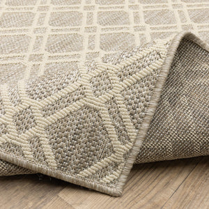 Oriental Weavers Zarina Diamond Trellis Polypropylene Indoor Outdoor Rug Stain Resistant Neutral Tones Patio 3'3" x 5' ZZAR01100152ST
