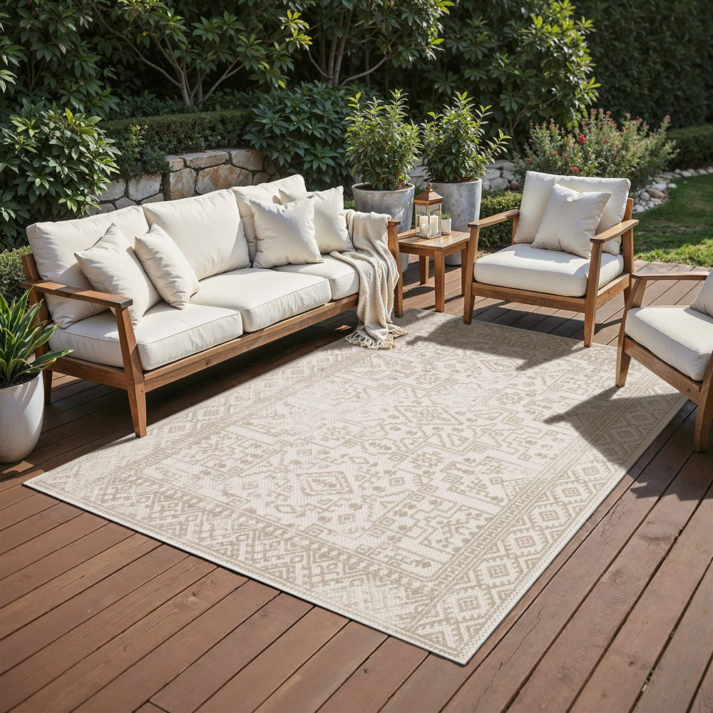 Oriental Weavers Zarina Tribal Medallion Polypropylene Flatweave Indoor Outdoor Rug Boho Chic Patio 3'3" x 5' ZZAR06100152ST