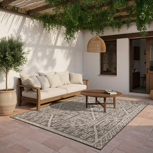 Oriental Weavers Zarina Global Diamond Medallion Polypropylene Indoor Outdoor Rug for Patio or Living Room 9'10" x 12'10" ZZAR07300390ST