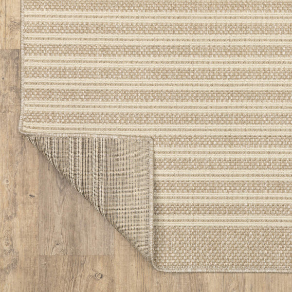 Oriental Weavers Zarina Polypropylene Flatweave Indoor Outdoor Runner Rug Neutral Pinstripe Jute Look ZZAR09056230ST