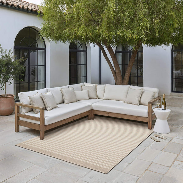 Oriental Weavers Zarina Polypropylene Flatweave Indoor Outdoor Runner Rug Neutral Pinstripe Jute Look ZZAR09056230ST