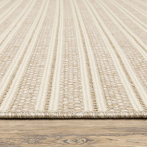 Oriental Weavers Zarina Polypropylene Flatweave Indoor Outdoor Runner Rug Neutral Pinstripe Jute Look ZZAR09056230ST