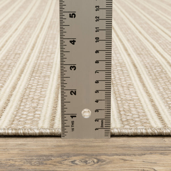 Oriental Weavers Zarina Polypropylene Flatweave Indoor Outdoor Runner Rug Neutral Pinstripe Jute Look ZZAR09056230ST
