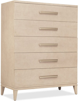 Hooker Furniture Westwood Five Drawer Chest With Cedar-Lined Drawer, Radiance Hardware, Polished Limestone Oak Finish 6133-90010-80