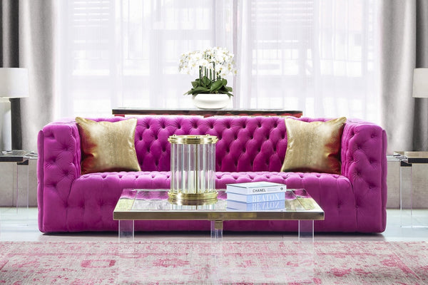 Pasargad Home Lucian Art Deco Lucite & Stainless Steel Hurricane - Unique Handcrafted Decor Piece Clear Lucite & Stainless Steel Psac-100m