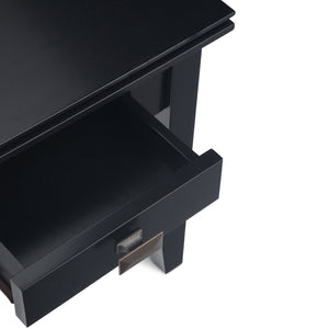 English Elm Artisan Handcrafted End Table In Timeless Black - Solid Wood, Functional Storage & Elegant Design B136P158691