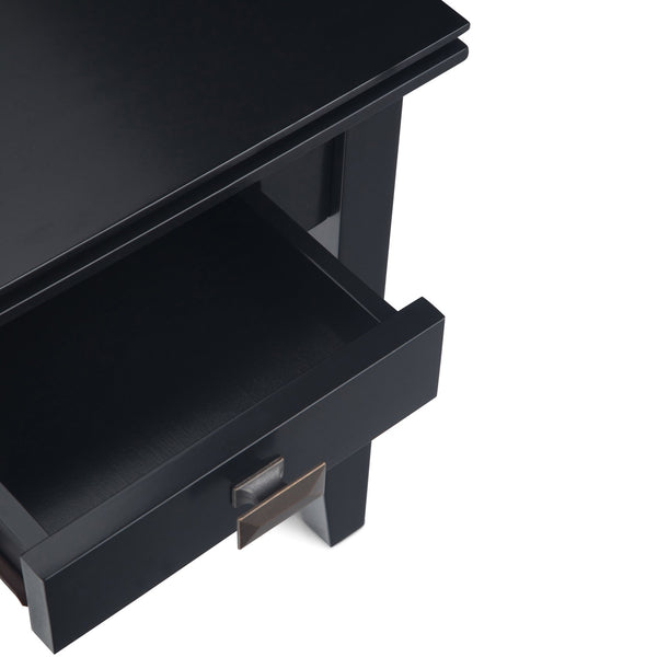 English Elm Artisan Handcrafted End Table In Timeless Black - Solid Wood, Functional Storage & Elegant Design B136P158691